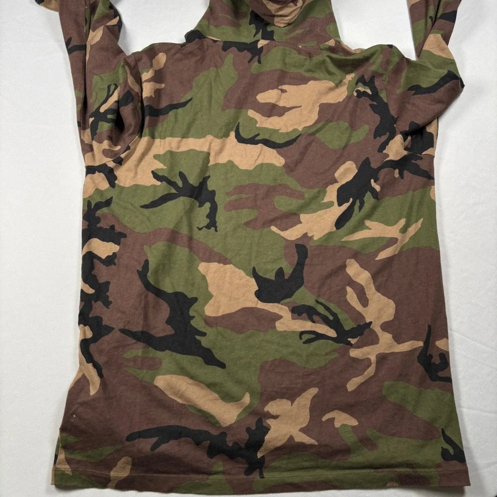 Polo Ralph Lauren Hooded T-Shirt Mens Medium Green Camo Lightweight Hoodie